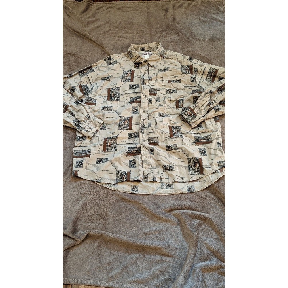 Vintage Wrangler Men's XXL Rugged Sequoia National Park Print Button Shirt